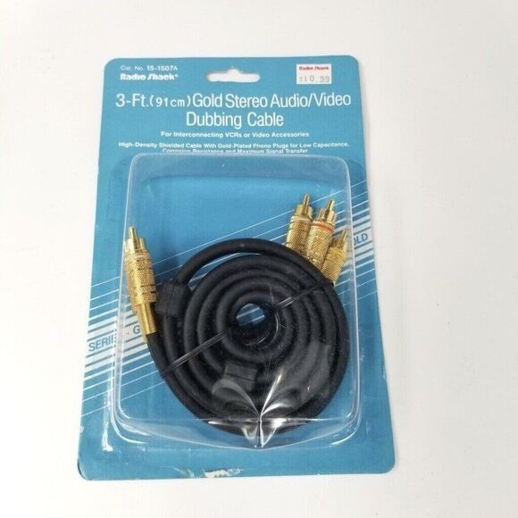 Gold Series Stereo Audio Video Cable Radio Shack 3 Feet Black - Picture 1 of 2